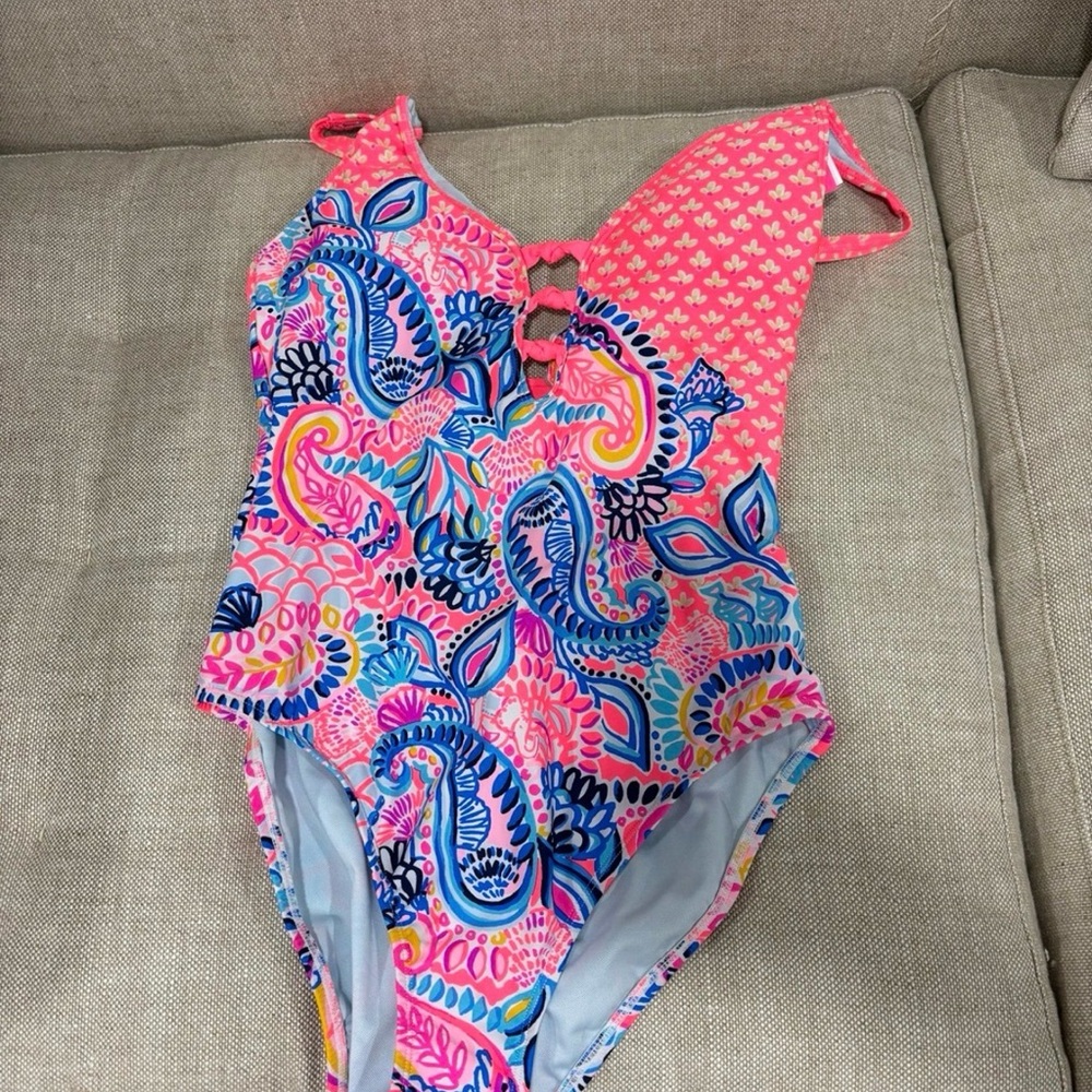 Lilly Pulitzer Pink and Blue Paisley One Piece